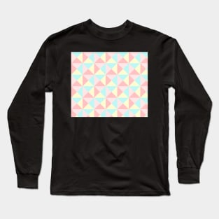 Pink Teal Blue Rose Yellow Pastels geometric triangles Pattern Long Sleeve T-Shirt